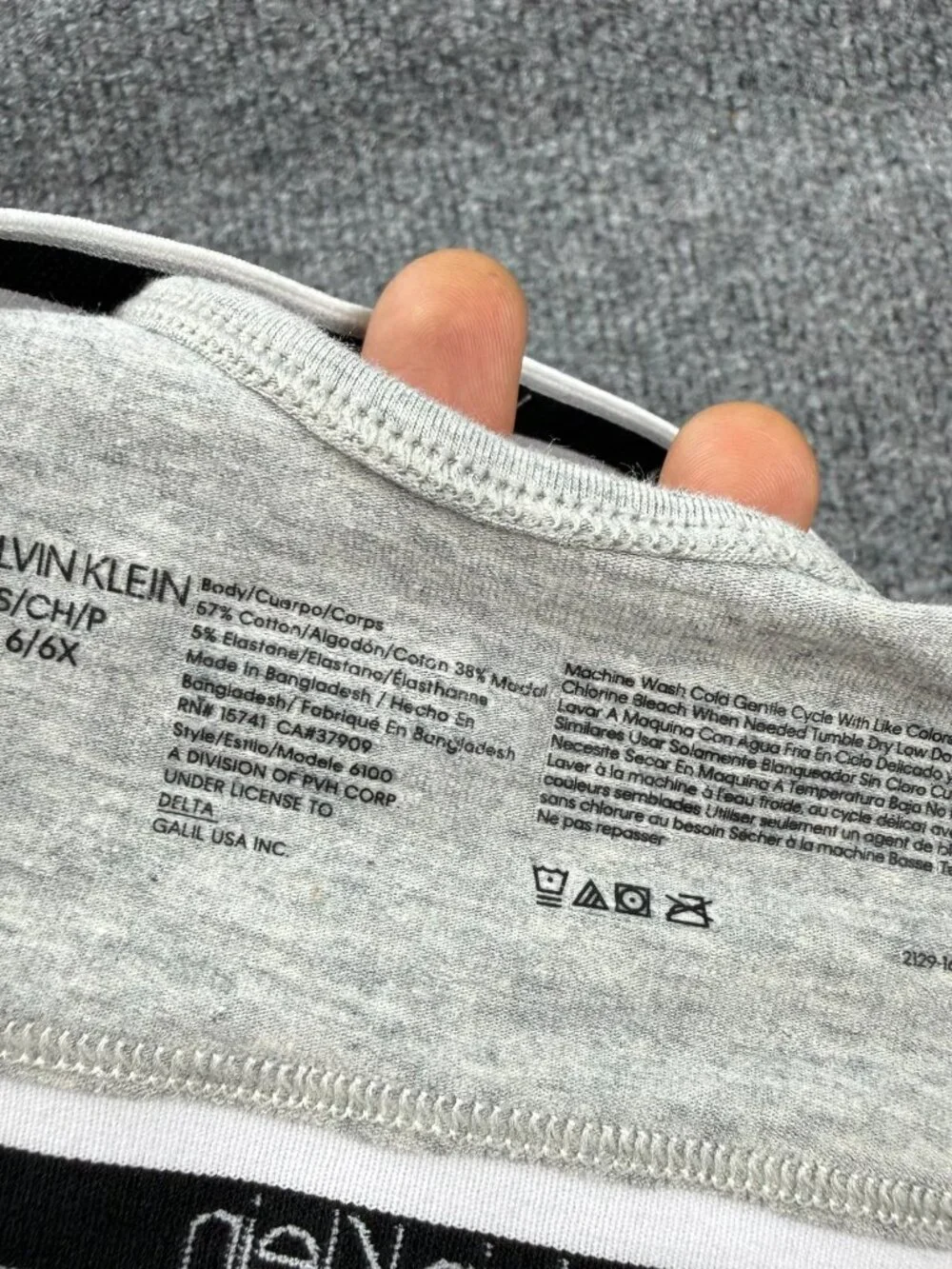 Calvin Klein Girls Scoop Neck Bralette Heather Gray Logo Band Size S 6/6X